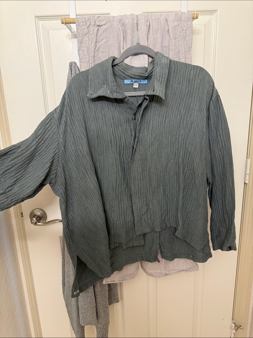 PLANET cotton/silk OSFA button up long sleeve